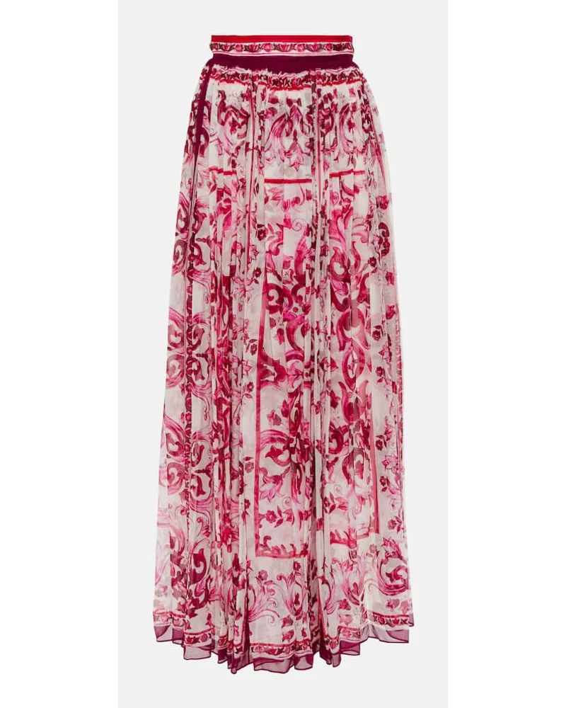 Dolce & Gabbana Maxirock Majolica aus Seide Multicolor