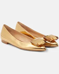 Gianvito Rossi Verzierte Ballerinas Jaipur aus Metallic-Leder Gold