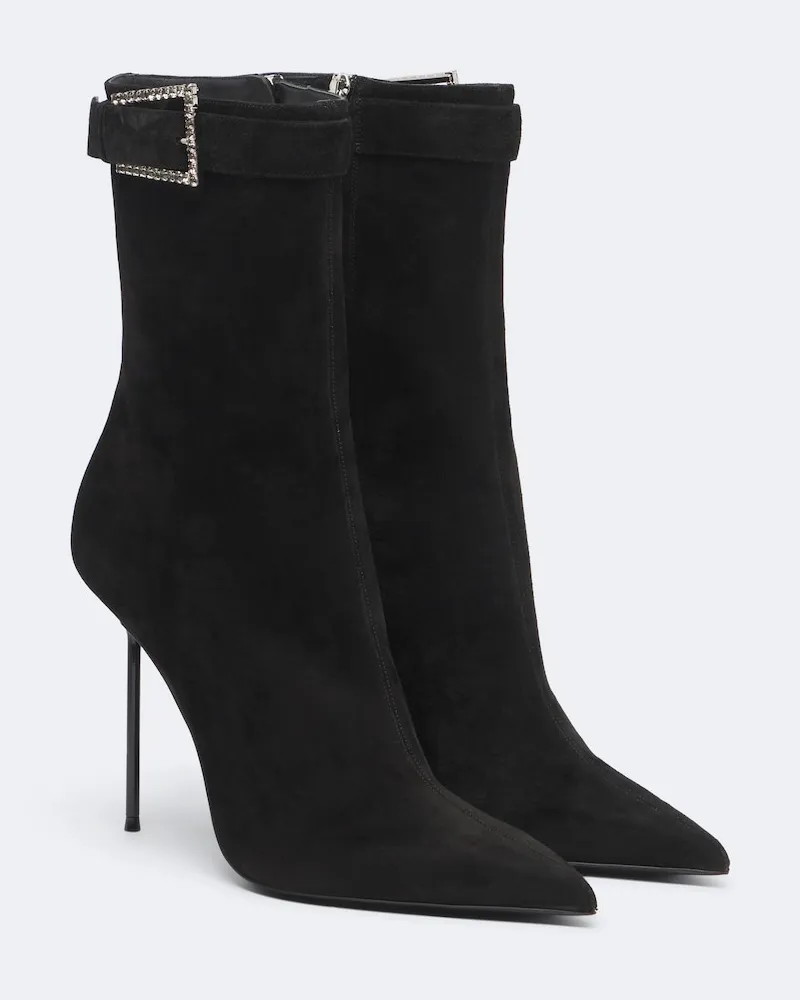 Paris Texas Verzierte Ankle Boots Lidia aus Veloursleder Schwarz