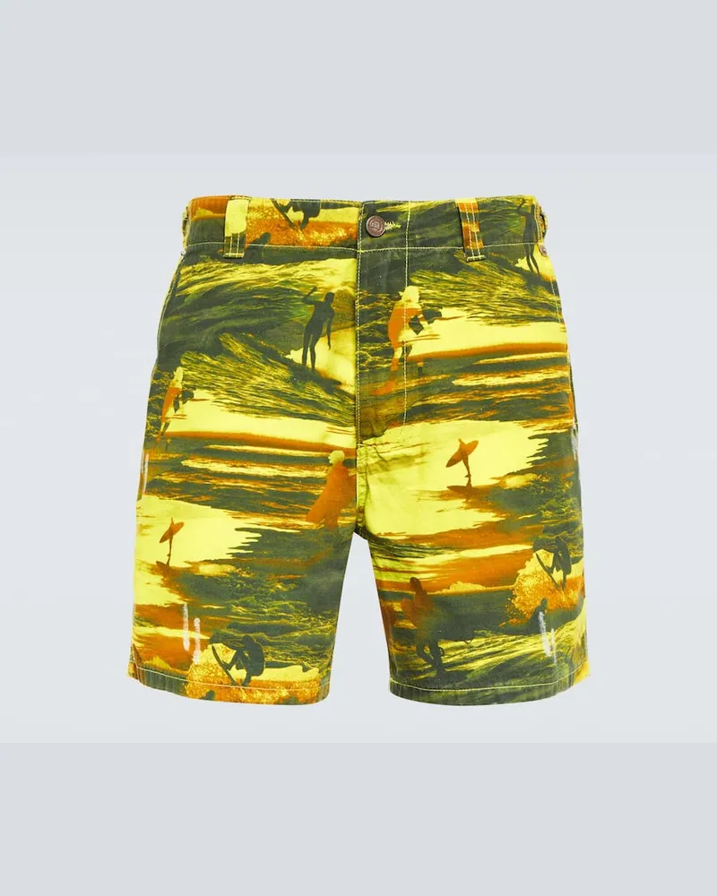 ERL Bedruckte Shorts aus Baumwolle Gelb
