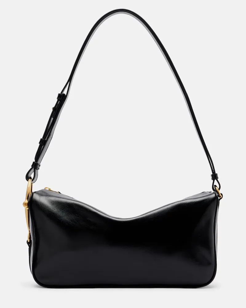 Gucci Schultertasche Half Horsebit Medium aus Leder Schwarz