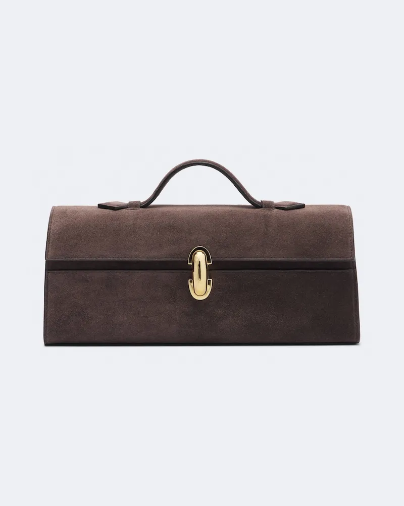 SAVETTE Henkeltasche Symmetry Slim aus Veloursleder Braun