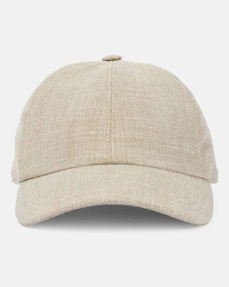 The Row Baseballcap Caspian aus Seide, Leinen und Wolle Braun