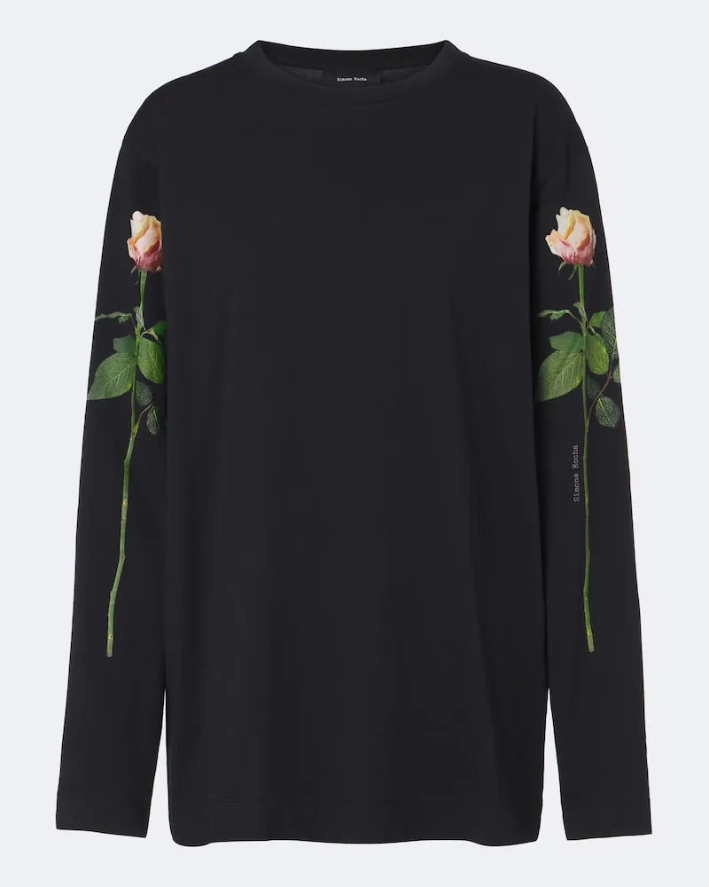 Simone Rocha Bedrucktes T-Shirt aus Baumwoll-Jersey Schwarz