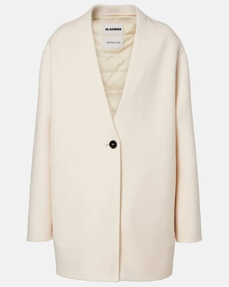 Moncler X Jil Sander Daunenmantel aus Schurwolle Weiß