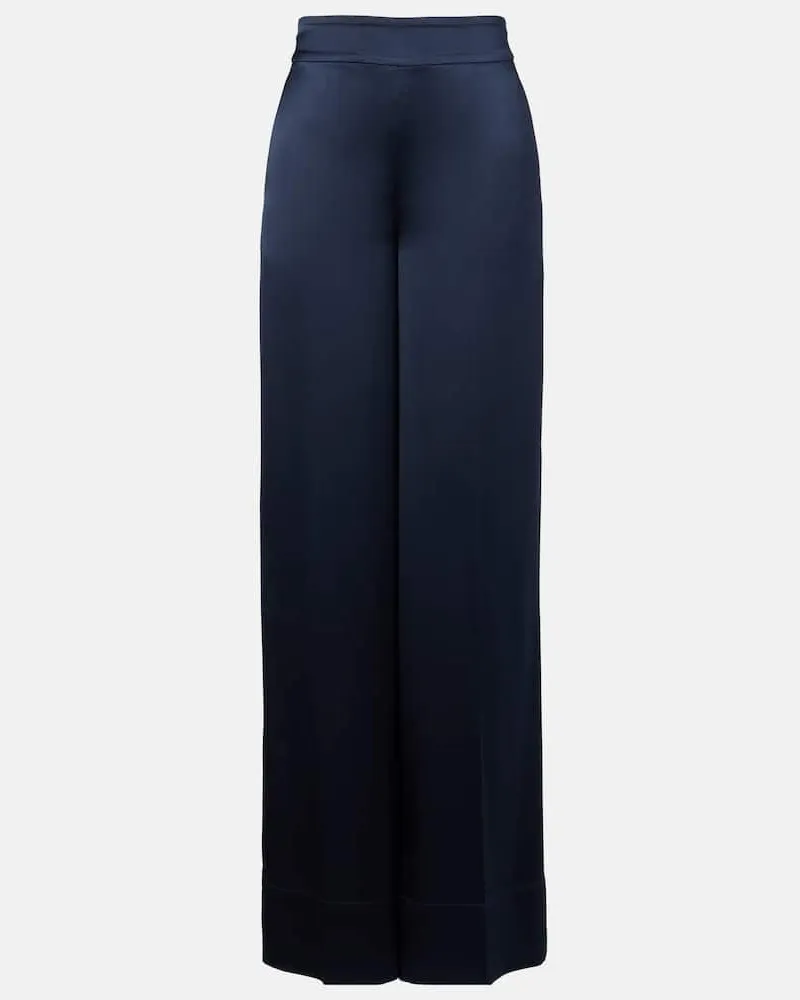 Joseph Weite Hose Dijon aus Seidensatin Blau