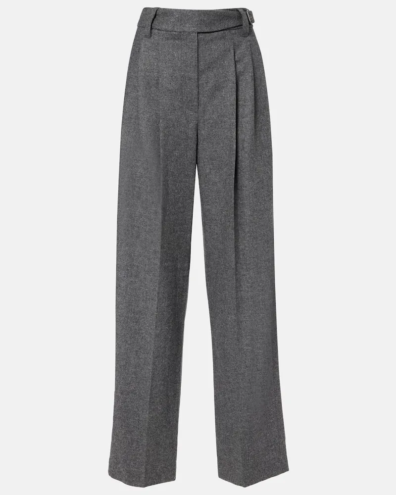 Brunello Cucinelli Weite Hose aus Wolle und Kaschmir Grau