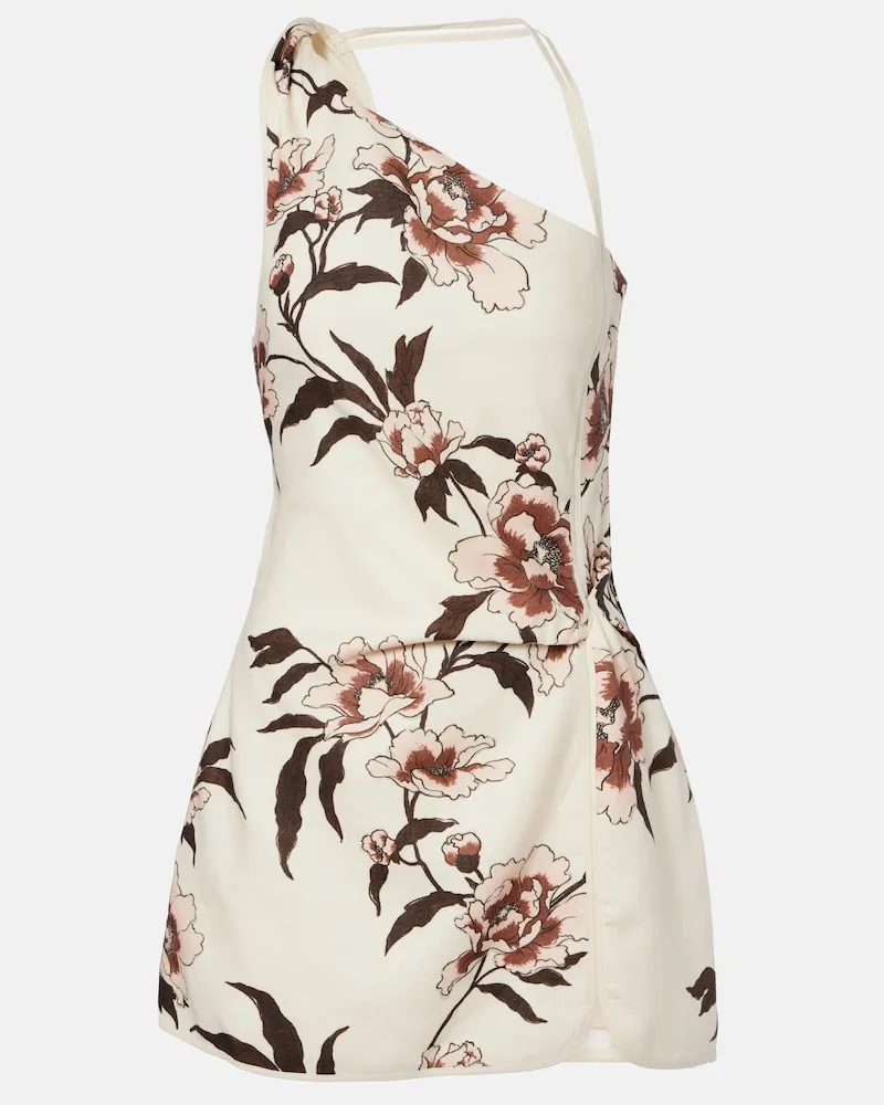 SIR One-Shoulder-Minikleid aus Leinen Weiß
