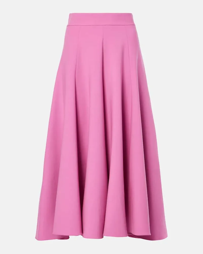 Oscar de la Renta High-Rise-Midirock aus einem Wollgemisch Pink