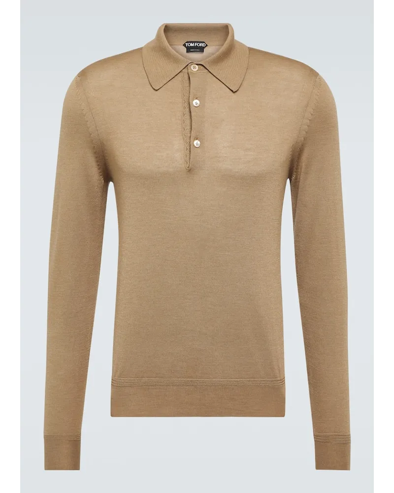 Tom Ford Polohemd aus Kaschmir und Seide Beige