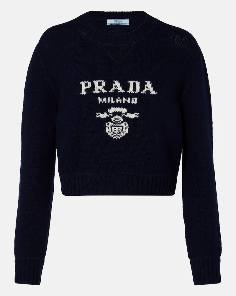 Prada Top aus Wolle und Kaschmir Blau