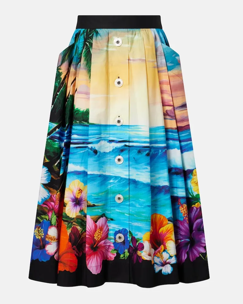 Dolce & Gabbana Bedruckter Midirock aus Baumwolle Multicolor