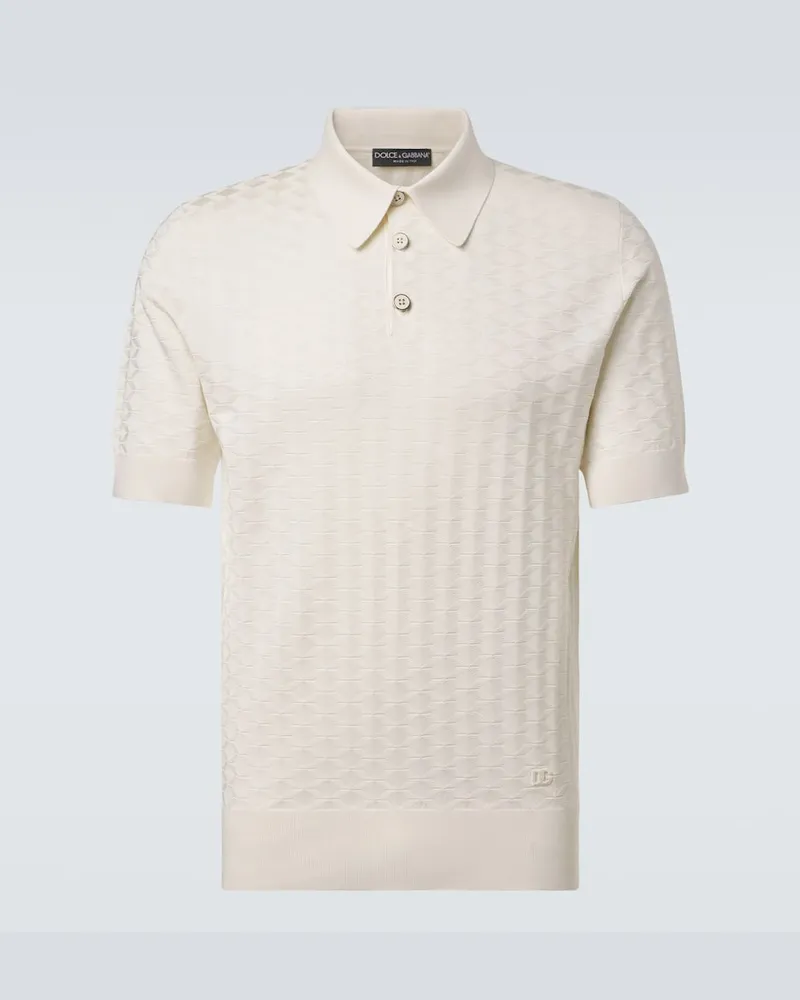 Dolce & Gabbana Polohemd DG aus Seide Weiß