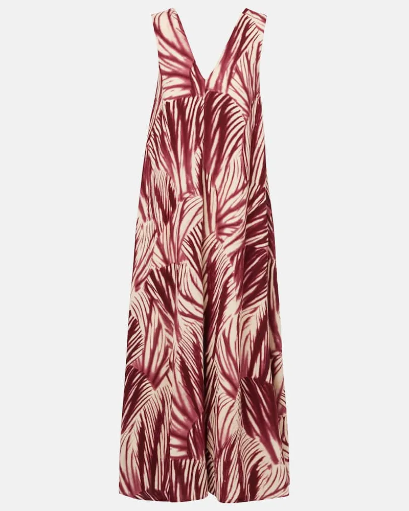 Dries van Noten Bedrucktes Maxikleid Burgunderrot