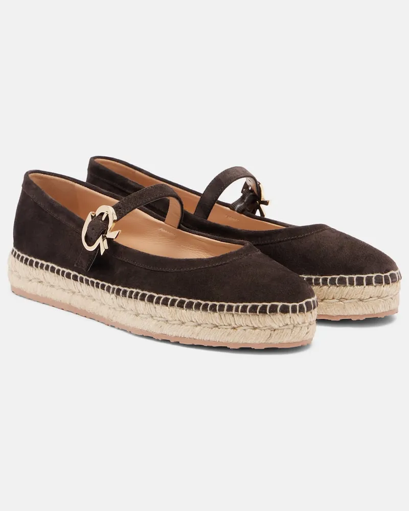 Gianvito Rossi Espadrilles Elda aus Veloursleder Braun