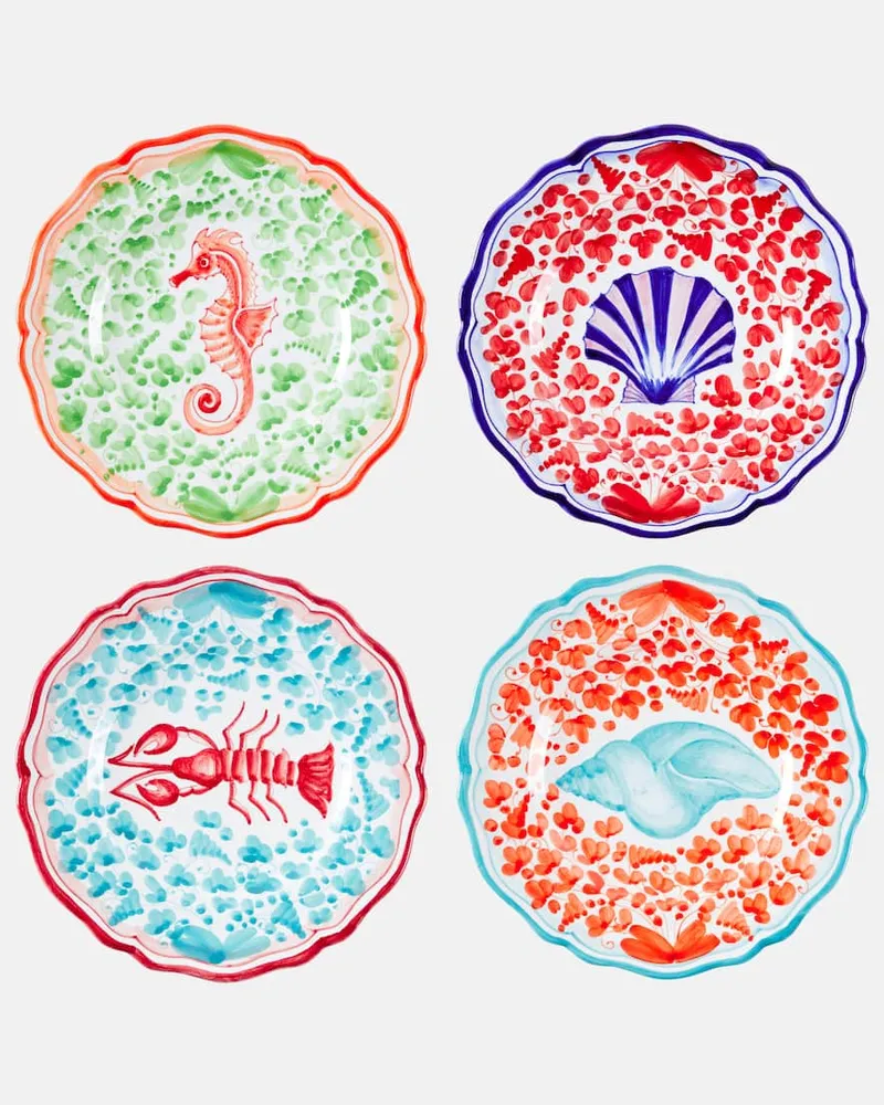 Les-Ottomans Set Dots aus vier Speisetellern Multicolor