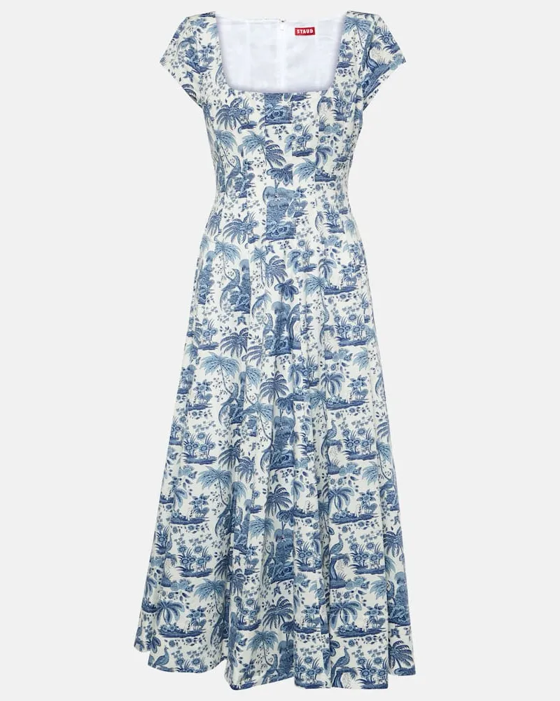 STAUD Midikleid Wells aus Baumwolle Blau