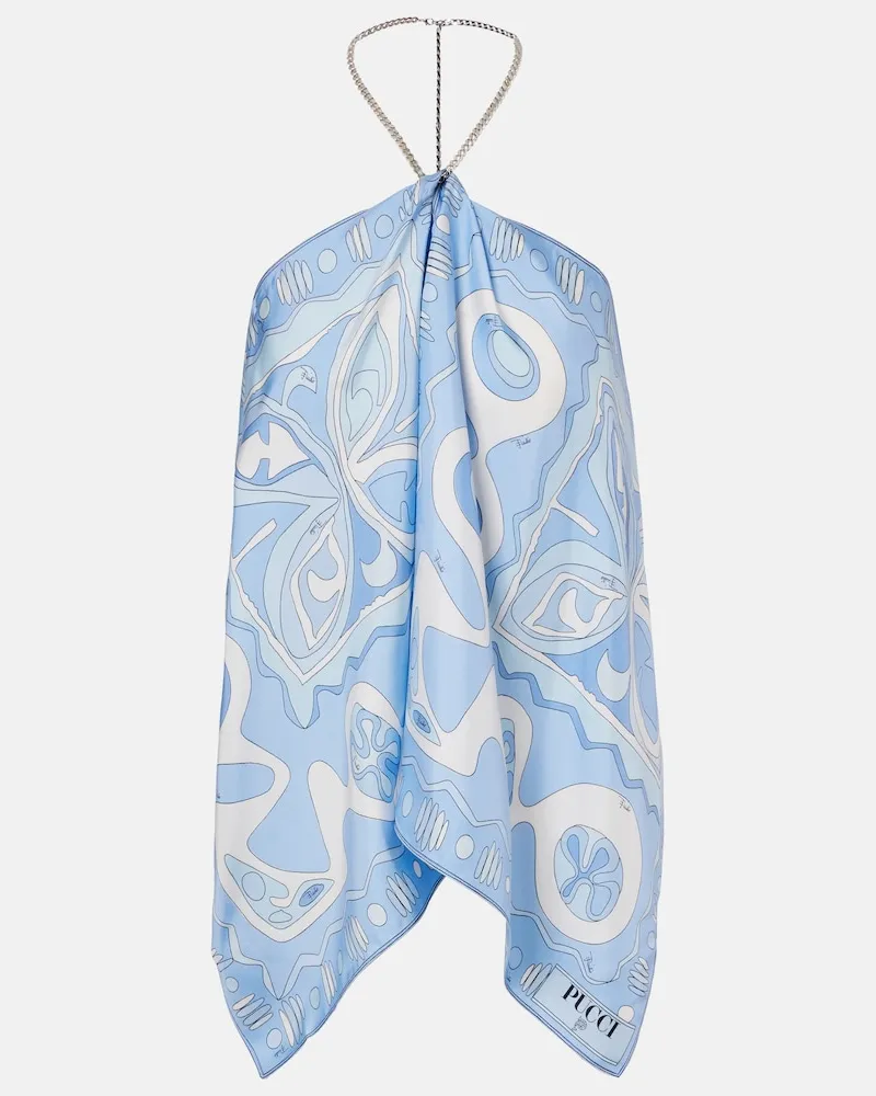 Emilio Pucci Top Angoli aus Seiden-Twill Blau
