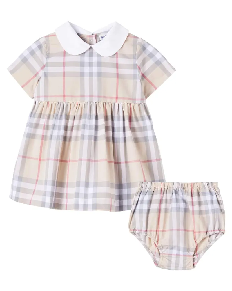 Burberry Baby Set Burberry Check aus Kleid und Höschen Beige