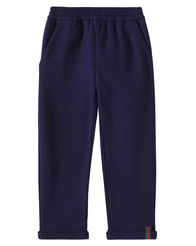 Gucci Jogginghose Web Stripe aus Baumwoll-Jersey Blau