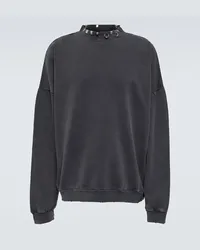 Balenciaga Verziertes Sweatshirt aus Baumwoll-Fleece Schwarz