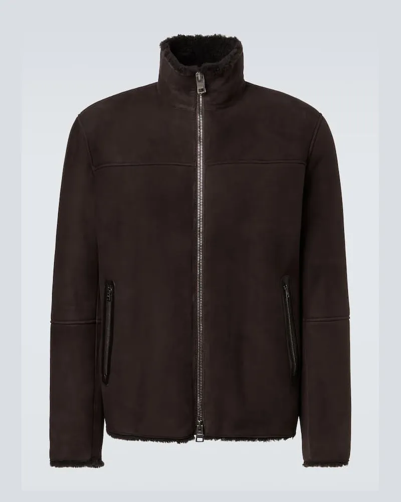 Herno Jacke aus Veloursleder mit Shearling Braun