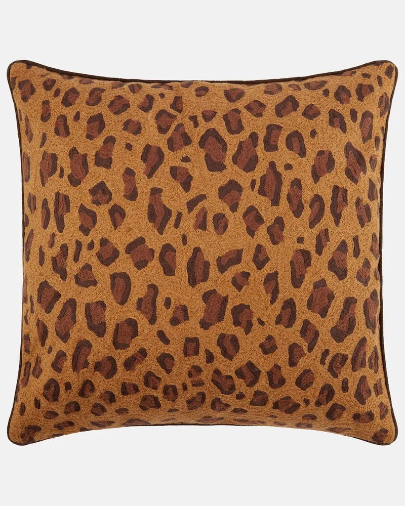 Les-Ottomans Kissen aus Baumwolle udn Seide Braun