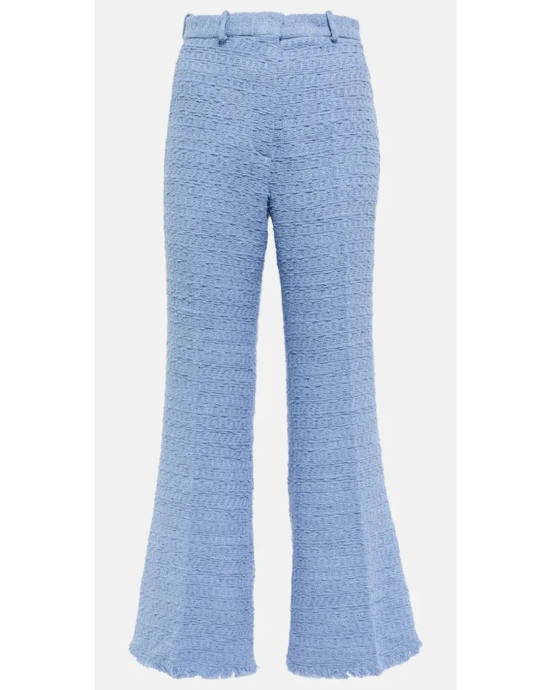 Oscar de la Renta High-Rise-Schlaghose aus Tweed Blau