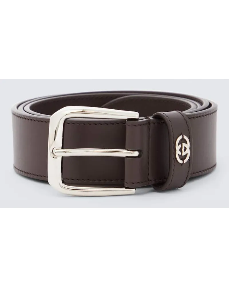Gucci Gürtel Interlocking G aus Leder Braun