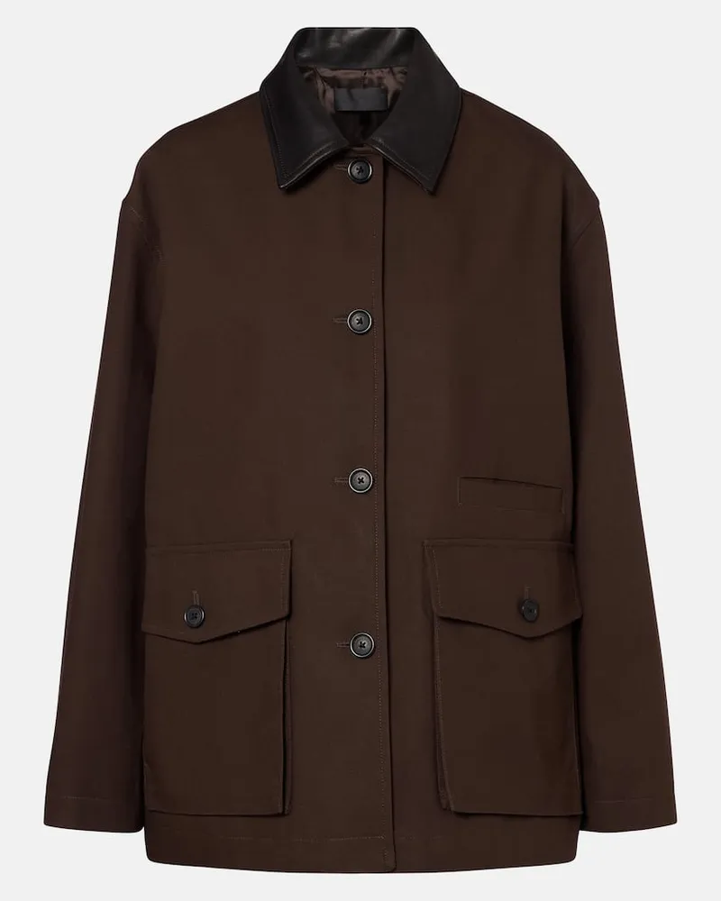 Nili Lotan Jacke aus Baumwolle mit Leder Braun