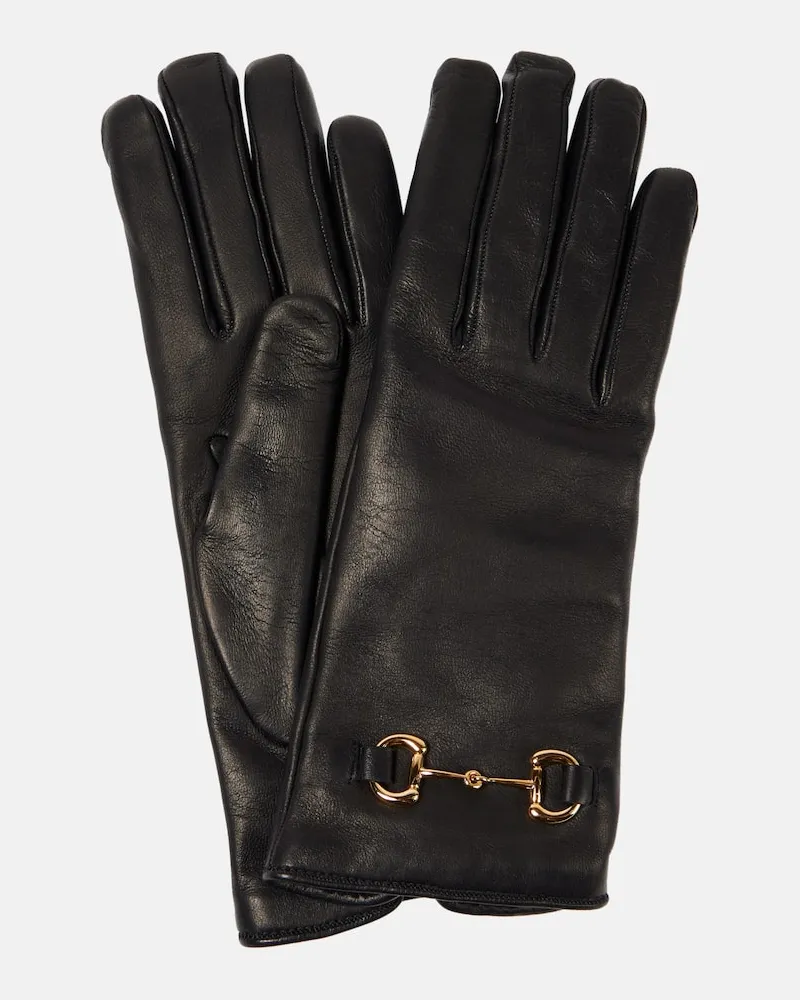 Gucci Handschuhe Horsebit aus Leder Schwarz