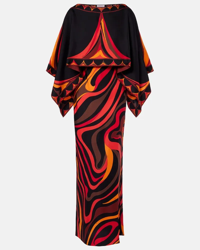 Emilio Pucci Robe Marmo and Fari aus Seiden-Twill Orange