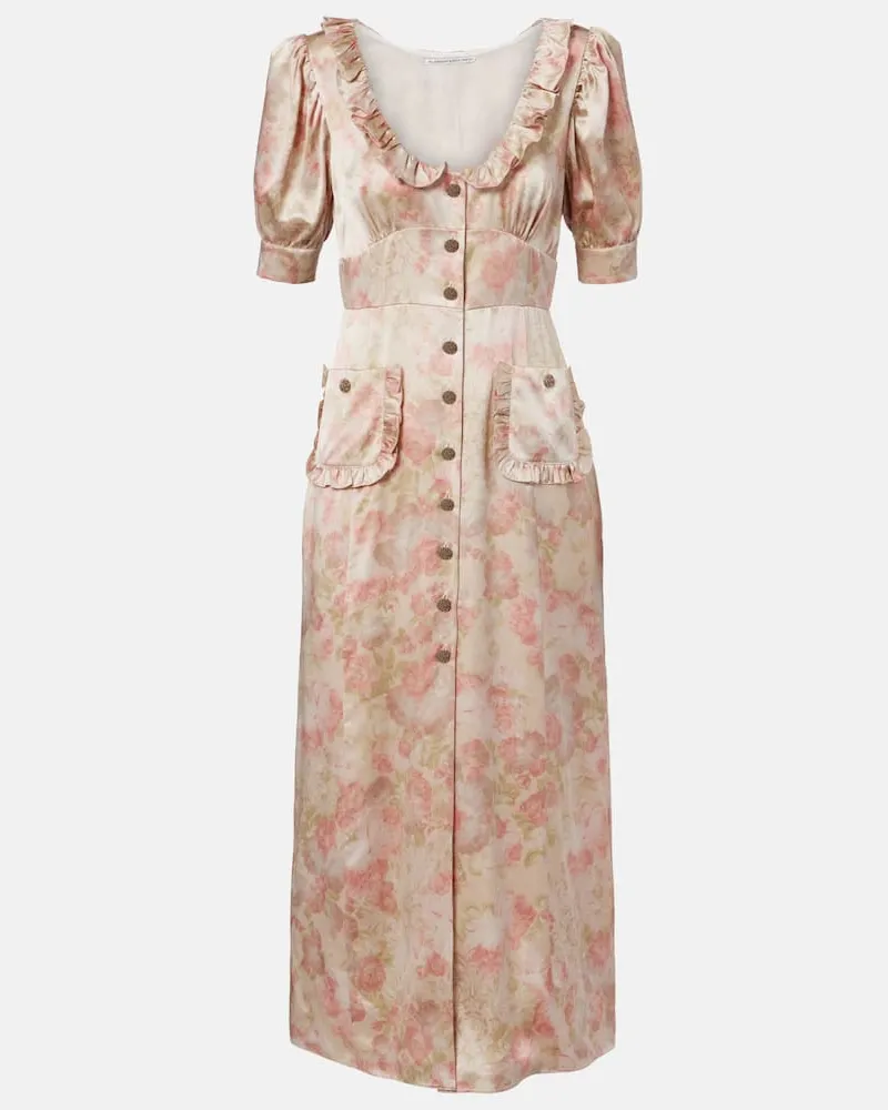 Alessandra Rich Midikleid aus Seidensatin Rosa