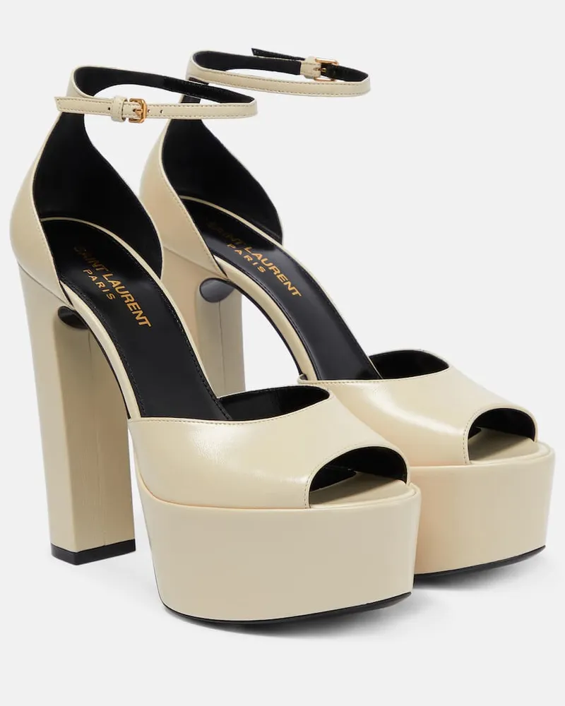 Saint Laurent Plateausandalen Jodie 145 aus Leder Weiß