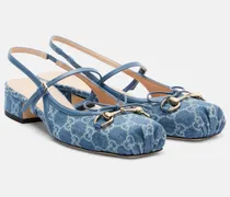 Slingback-Pumps Gucci Horsebit GG aus Denim