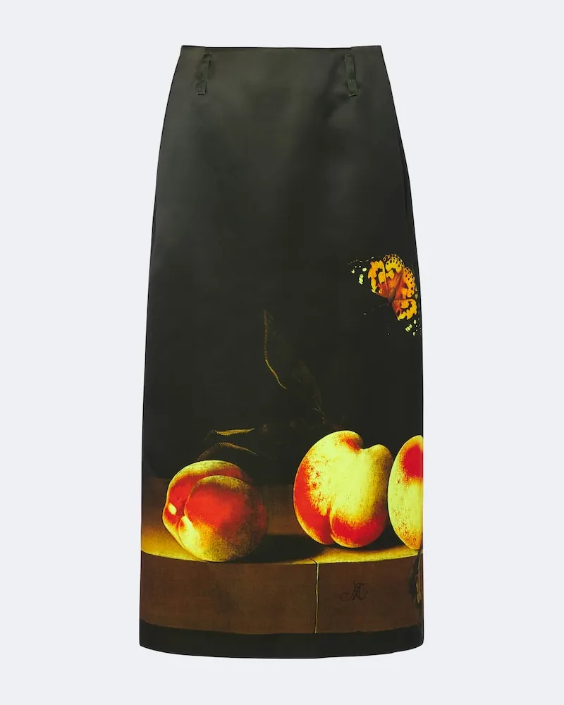 Dries van Noten Bedruckter Midirock aus Satin Multicolor