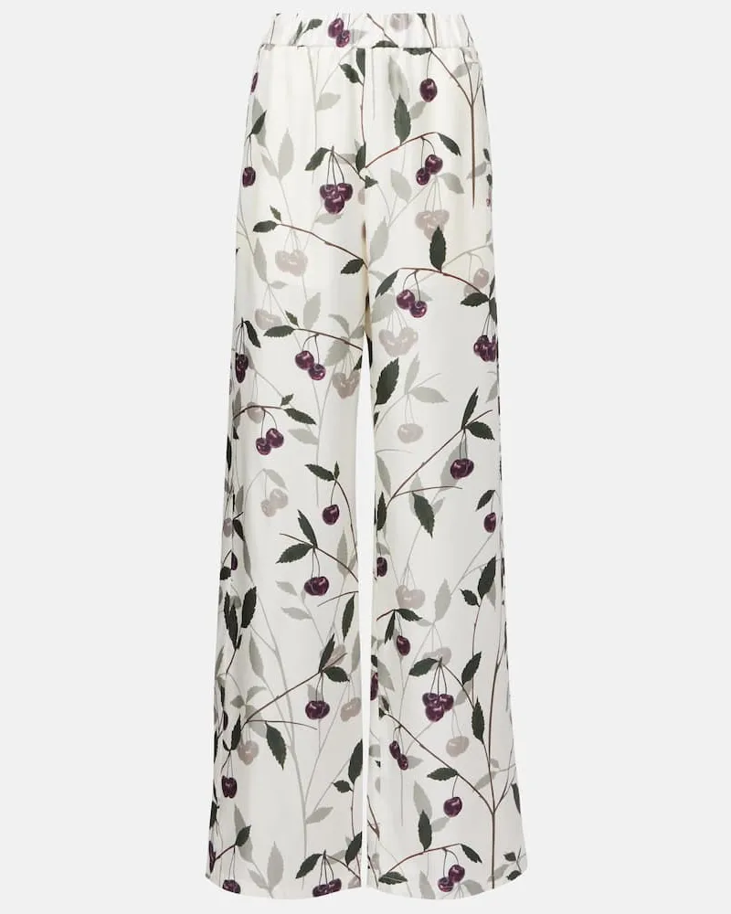 Stella McCartney Weite Hose aus Seiden-Twill Weiß