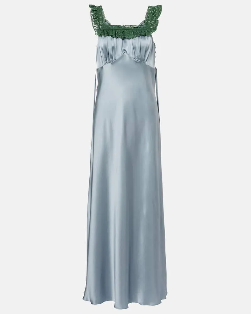 Chloé Chloé Maxikleid aus Seidensatin mit Spitze Blau