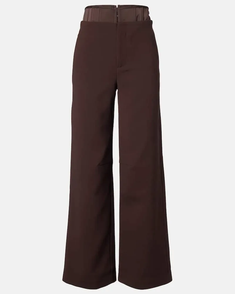 ROTATE Birger Christensen Weite High-Rise-Hose Braun