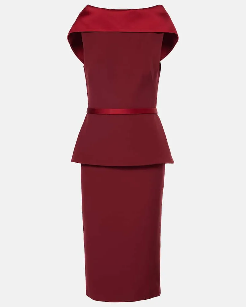 Safiyaa Midikleid Rella aus Crêpe Burgunderrot