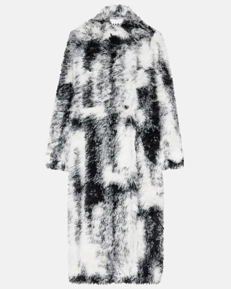 Ganni Mantel aus Faux Fur Schwarz
