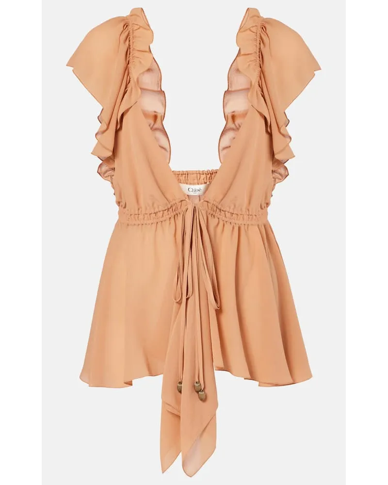 Chloé Chloé Top aus Seidenchiffon Orange