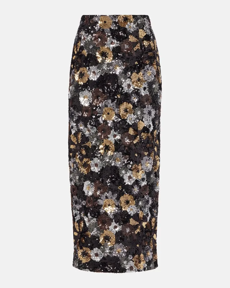 Max Mara Midirock Damiana mit Pailletten Schwarz