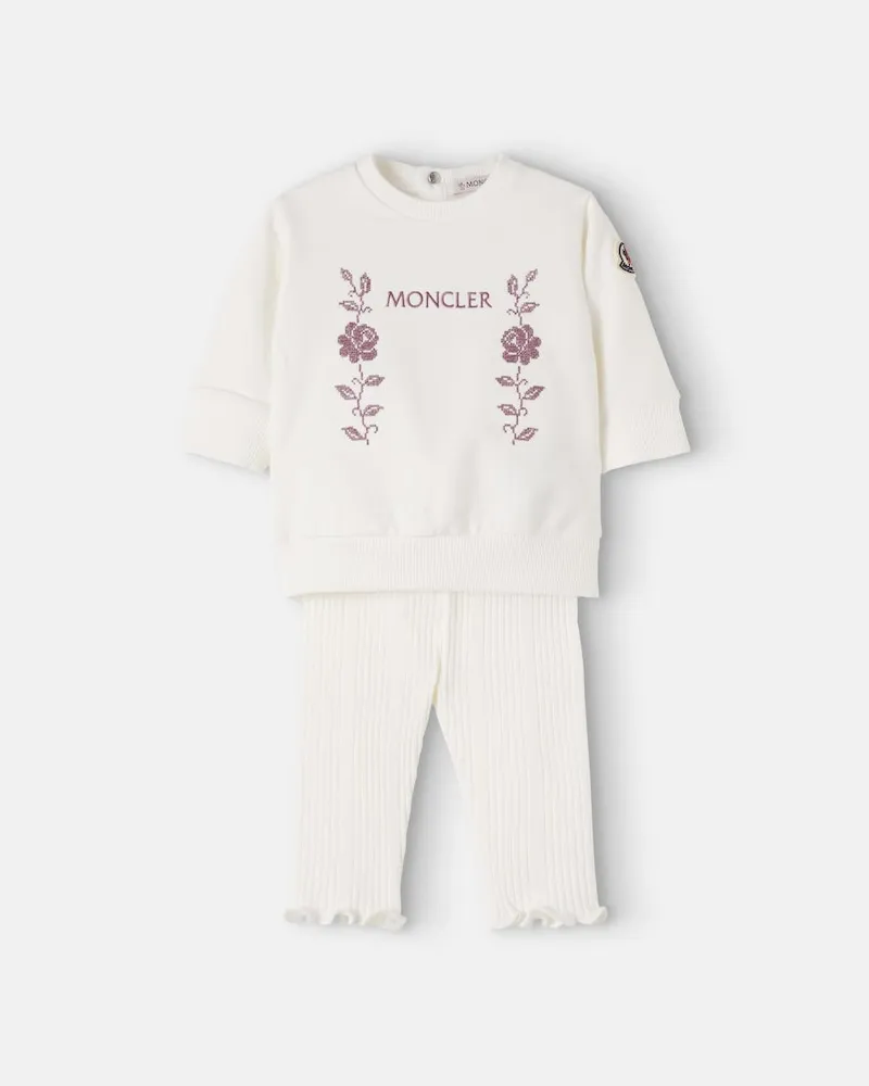 Moncler Baby Sweatshirt-Set aus einem Baumwollgemisch Weiß