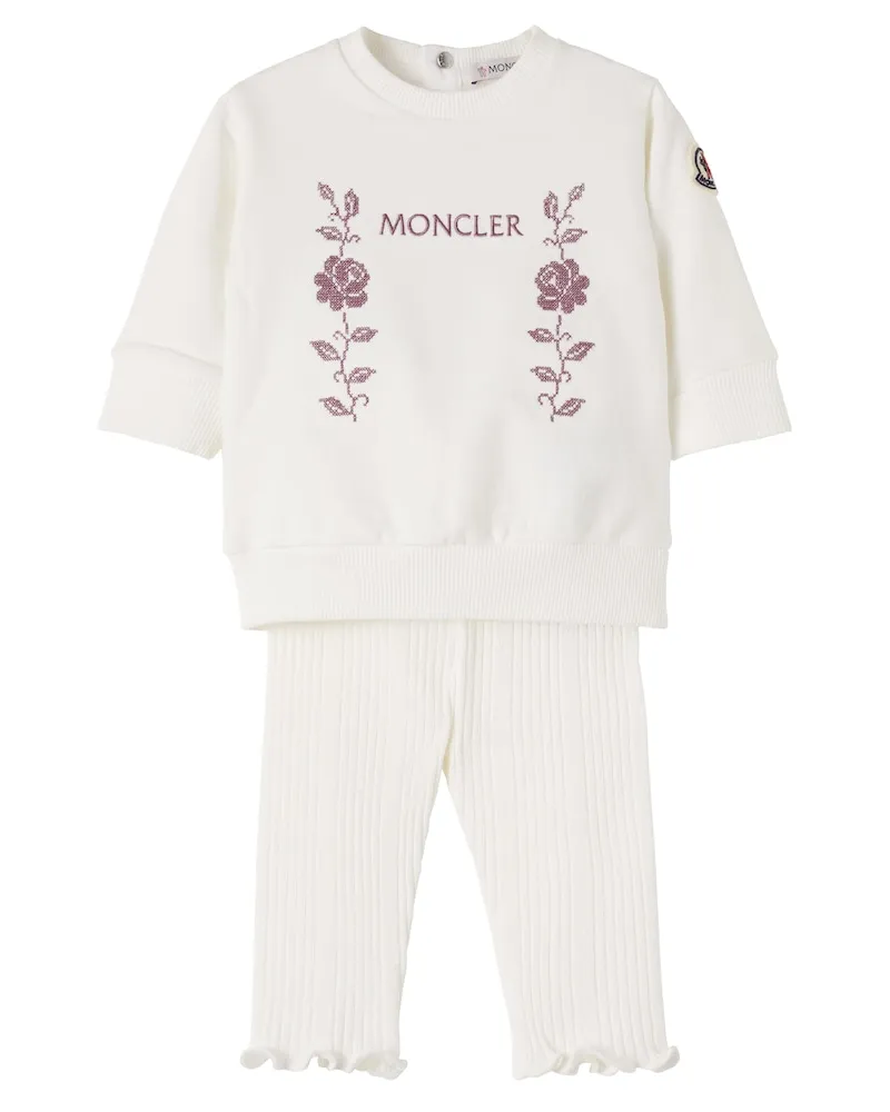 Moncler Baby Sweatshirt-Set aus einem Baumwollgemisch Weiß