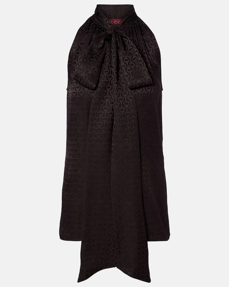 Gucci Top Horsebit aus Seiden-Jacquard Braun