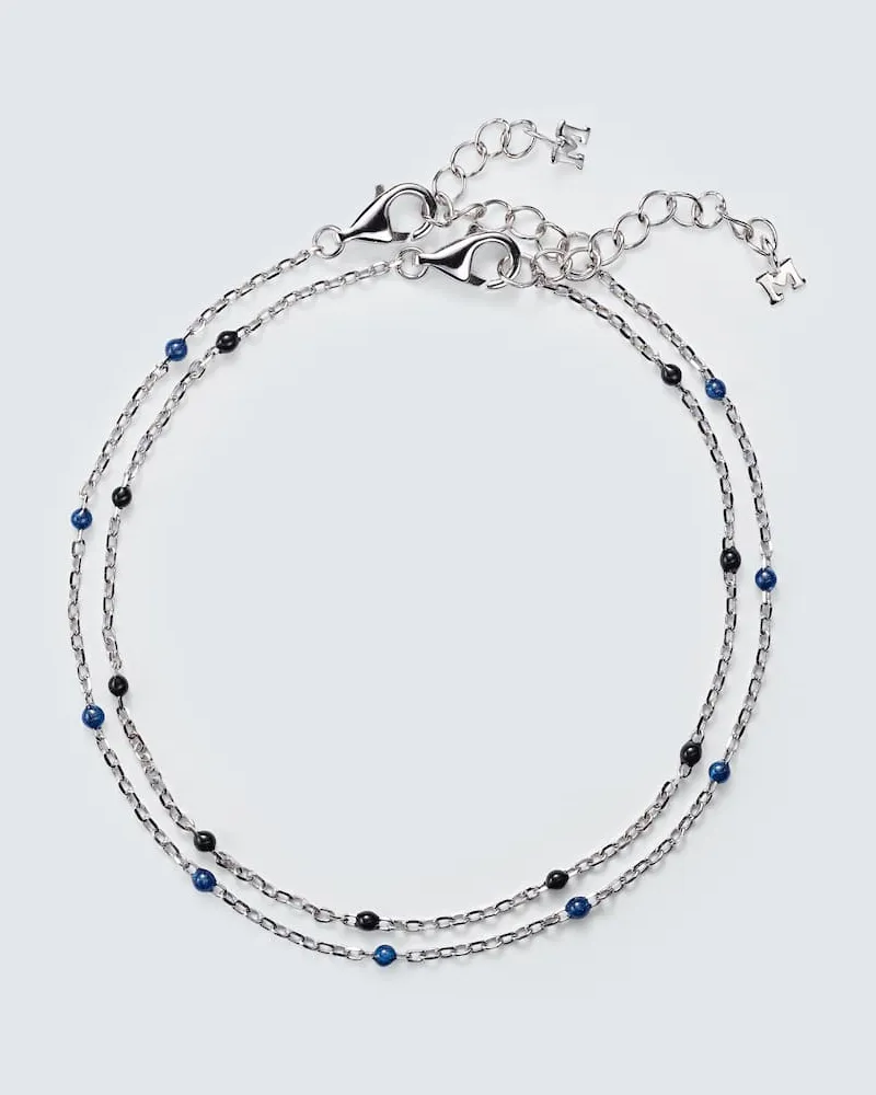 MATEO Set aus zwei Armbändern aus Sterlingsilber mit Emaille Silber
