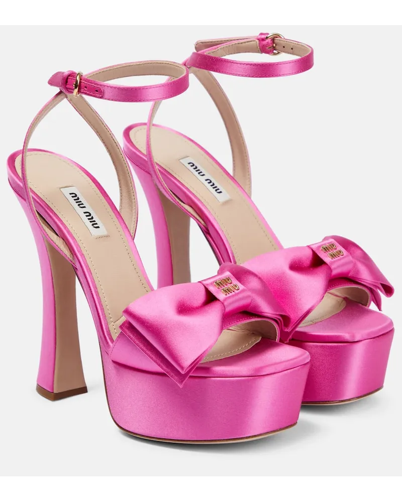 Miu Miu Plateausandalen aus Satin Pink