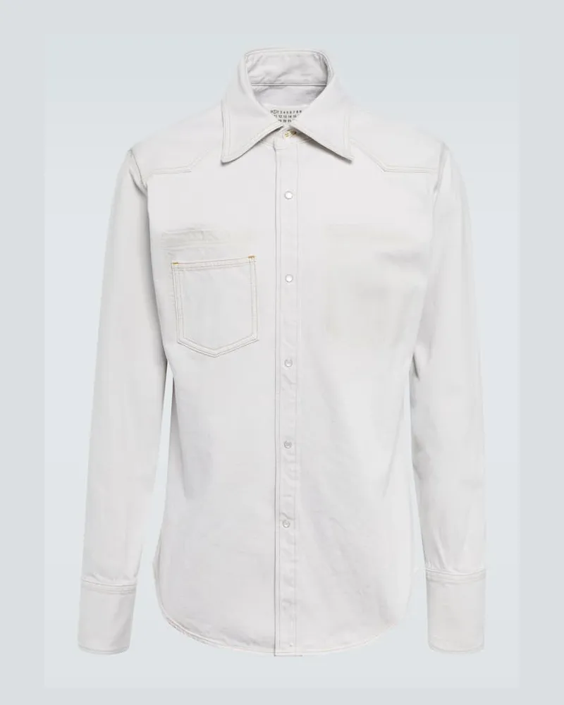 Maison Margiela Hemdjacke aus Denim Weiß