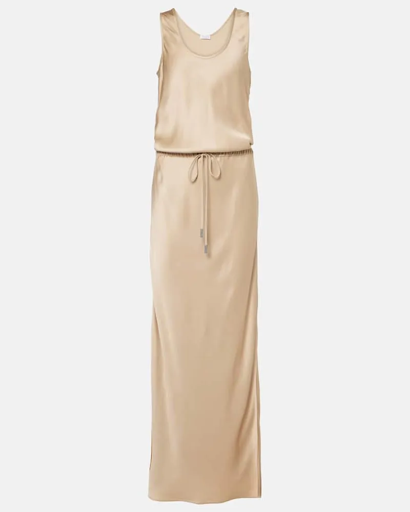 Brunello Cucinelli Maxikleid aus Satin Beige